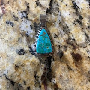 Sterling Silver Turquoise pendent signed LJ